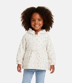 Jaqueta Parka Infantil com Capuz Estampa Floral – Tam 1 a 6 Anos