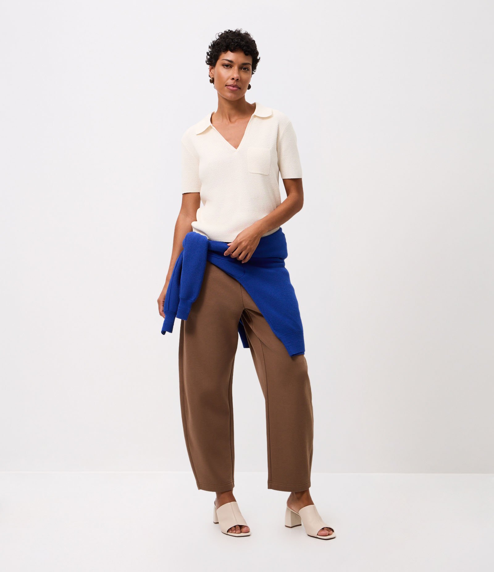 Blusa Regular em Tricô com Bolso Frontal Off White 2