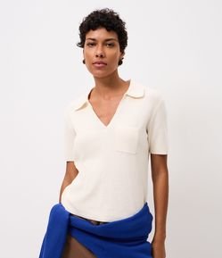 Blusa Regular em Tricô com Bolso Frontal