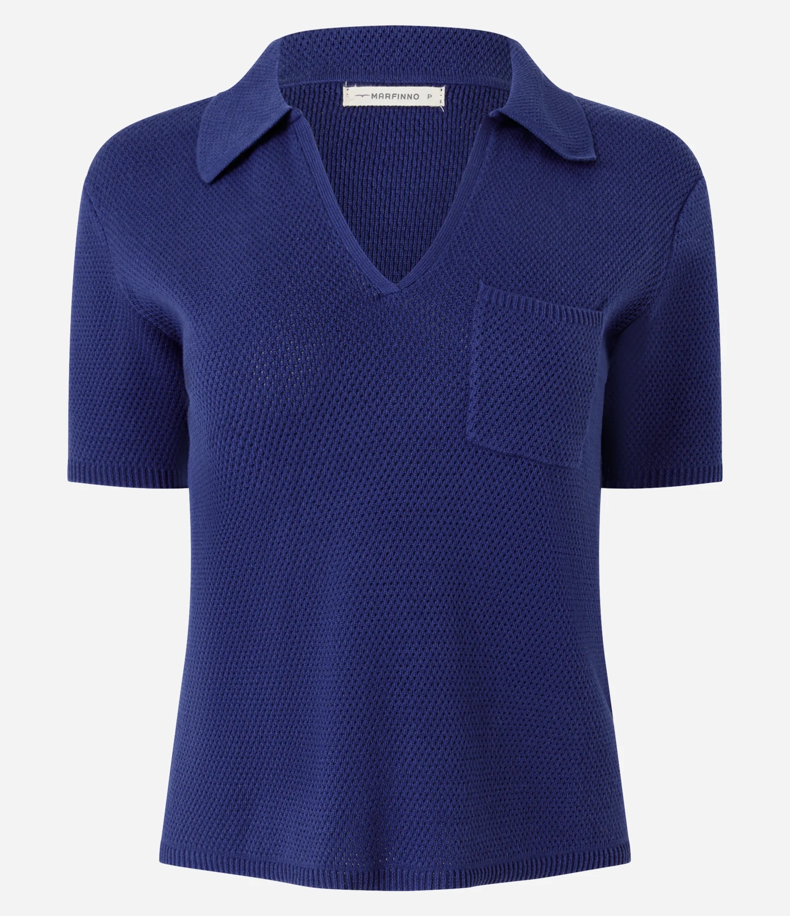 Blusa Regular em Tricô com Bolso Frontal Azul 5
