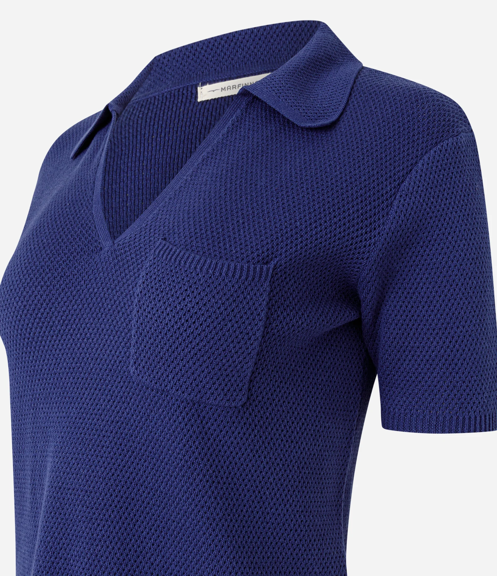 Blusa Regular em Tricô com Bolso Frontal Azul 6