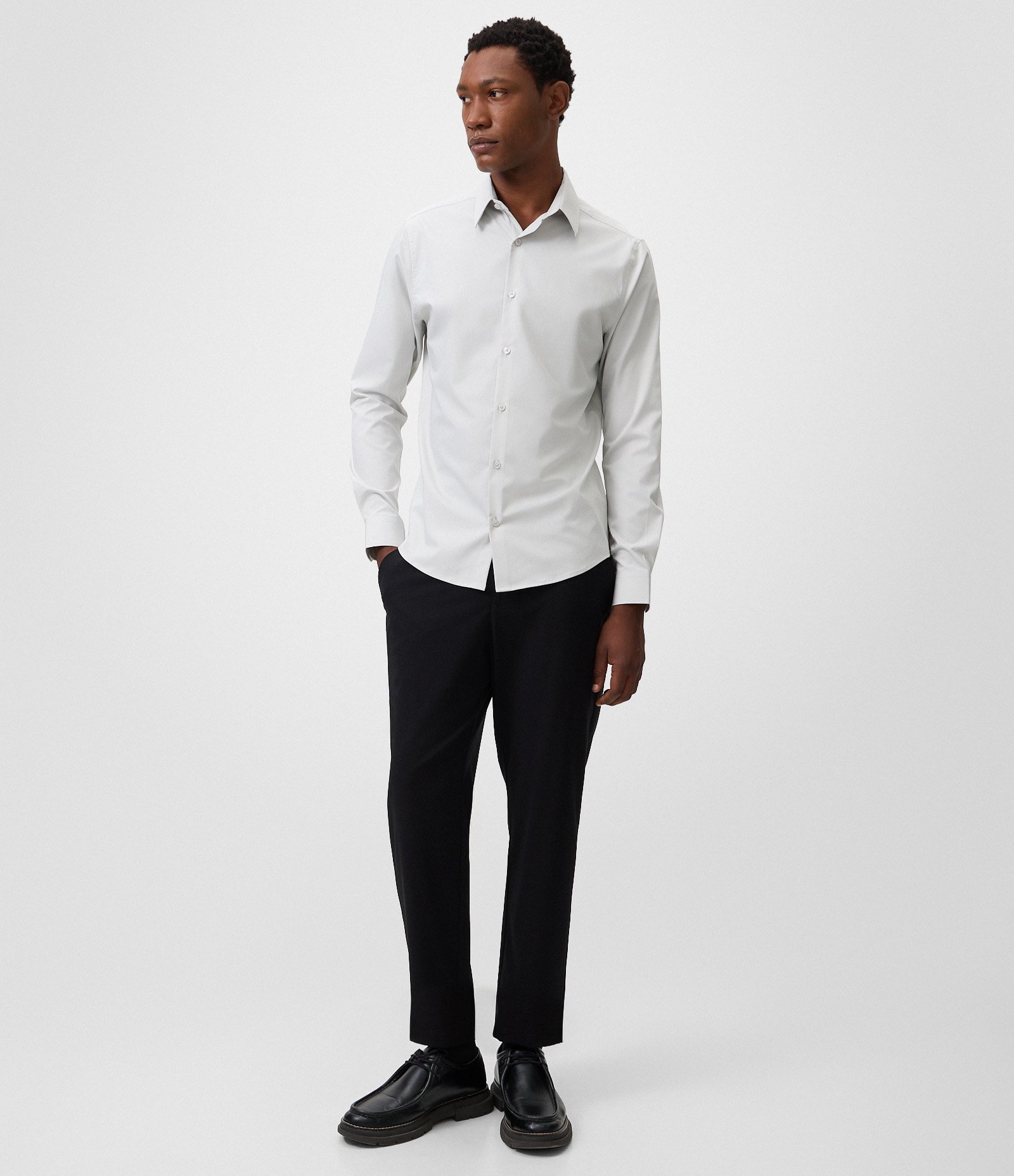 Camisa Slim em Fibra de Bambu Cinza Claro 2