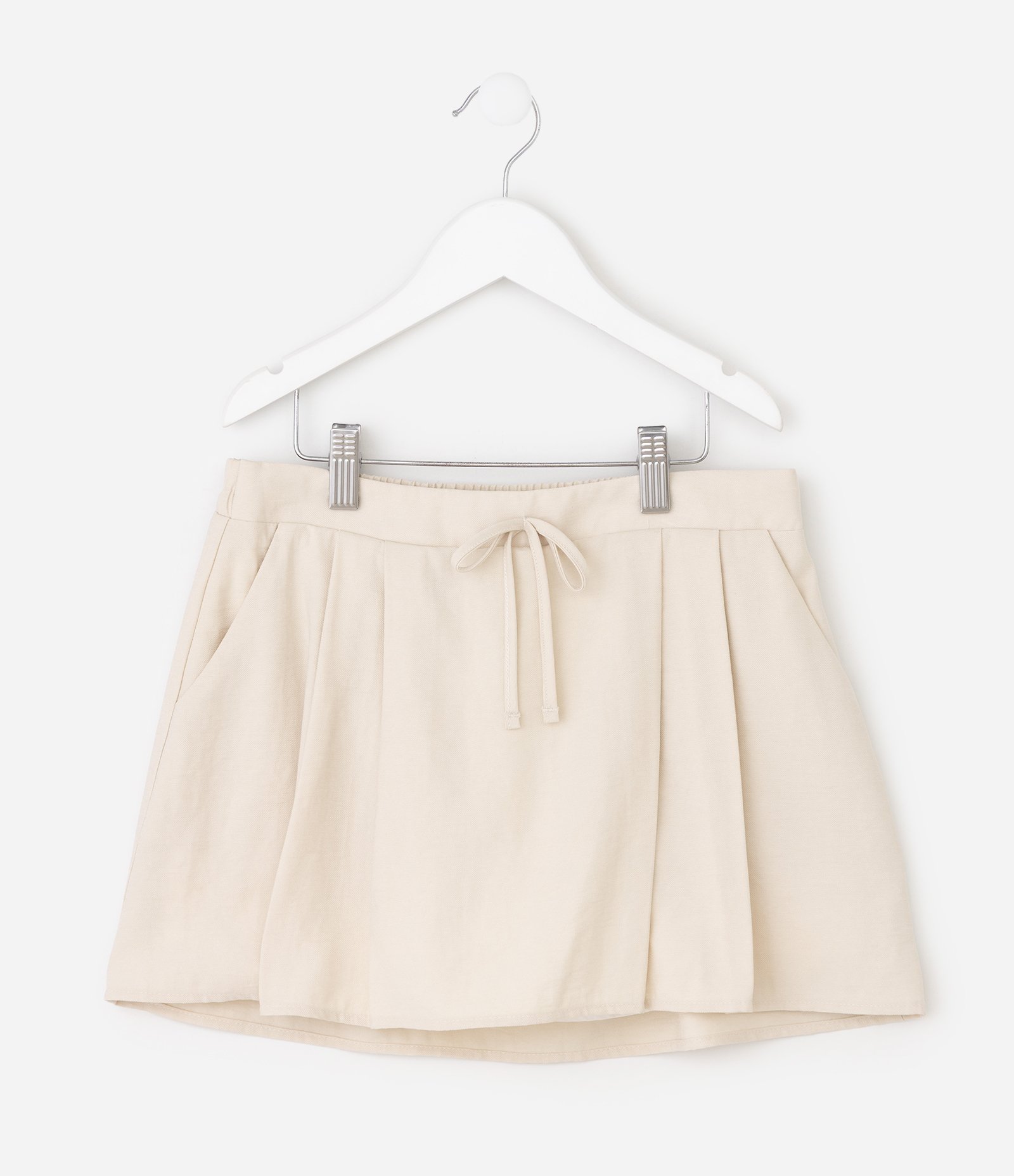 Short Saia Liso com Pregas - Tam 5 a 16 Anos Bege 1