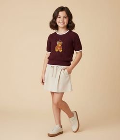 Short Saia Liso com Pregas - Tam 5 a 16 Anos