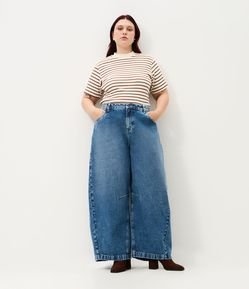 Calça Jeans Barrel com Pences Curve & Plus Size