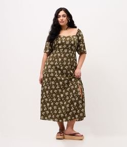 Vestido Midi em Crepe com Estampa Floral e Manga Flare Curve & Plus Size