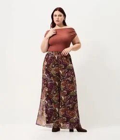 Calça Pantalona Paisley Fluida Curve & Plus Size