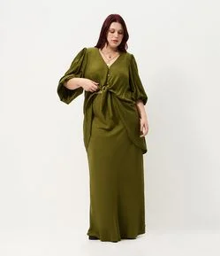 Saia Coluna Longa Texturizada Curve & Plus Size