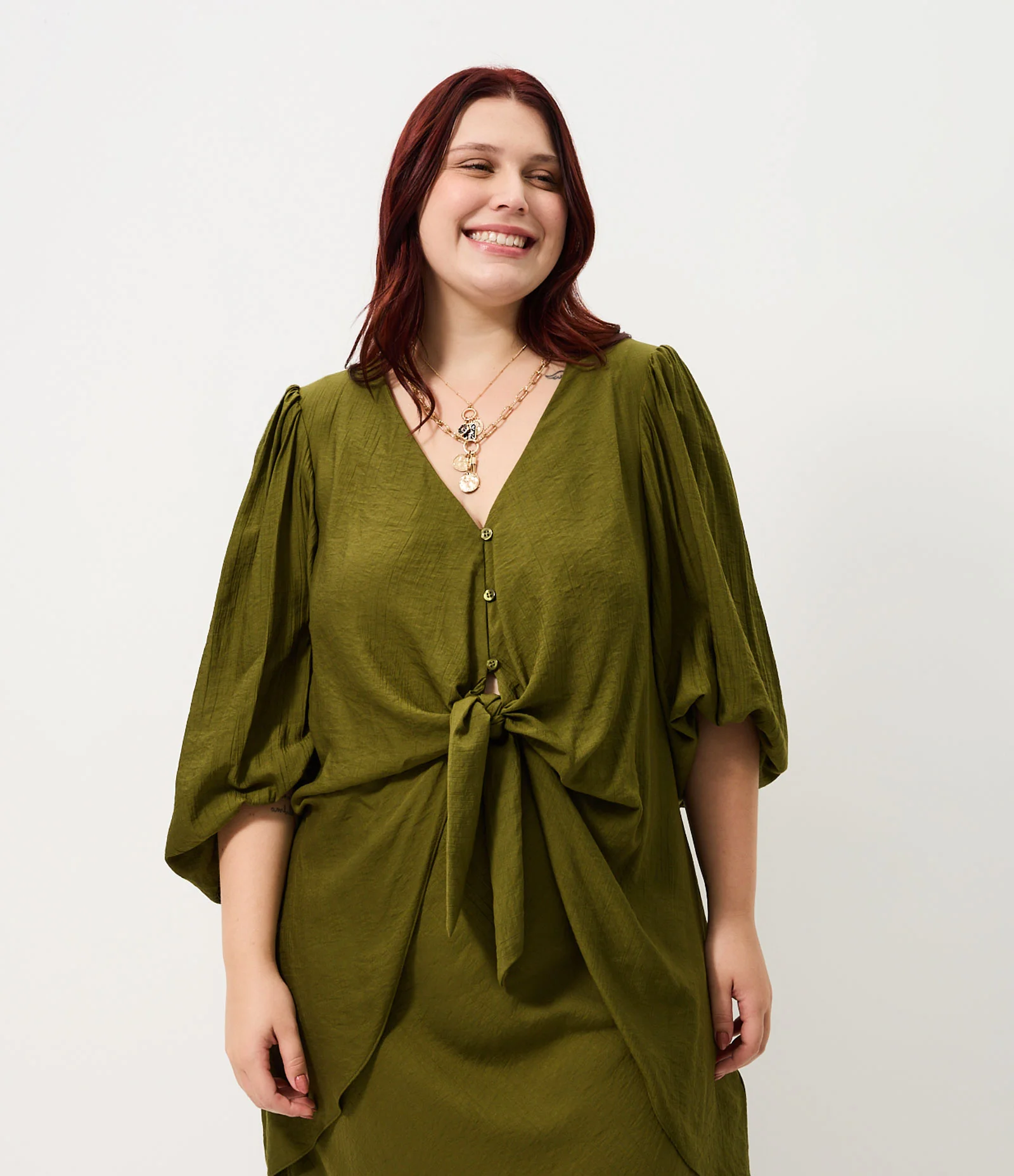 Blusa Mullet com Amarração Curve & Plus Size Verde 1