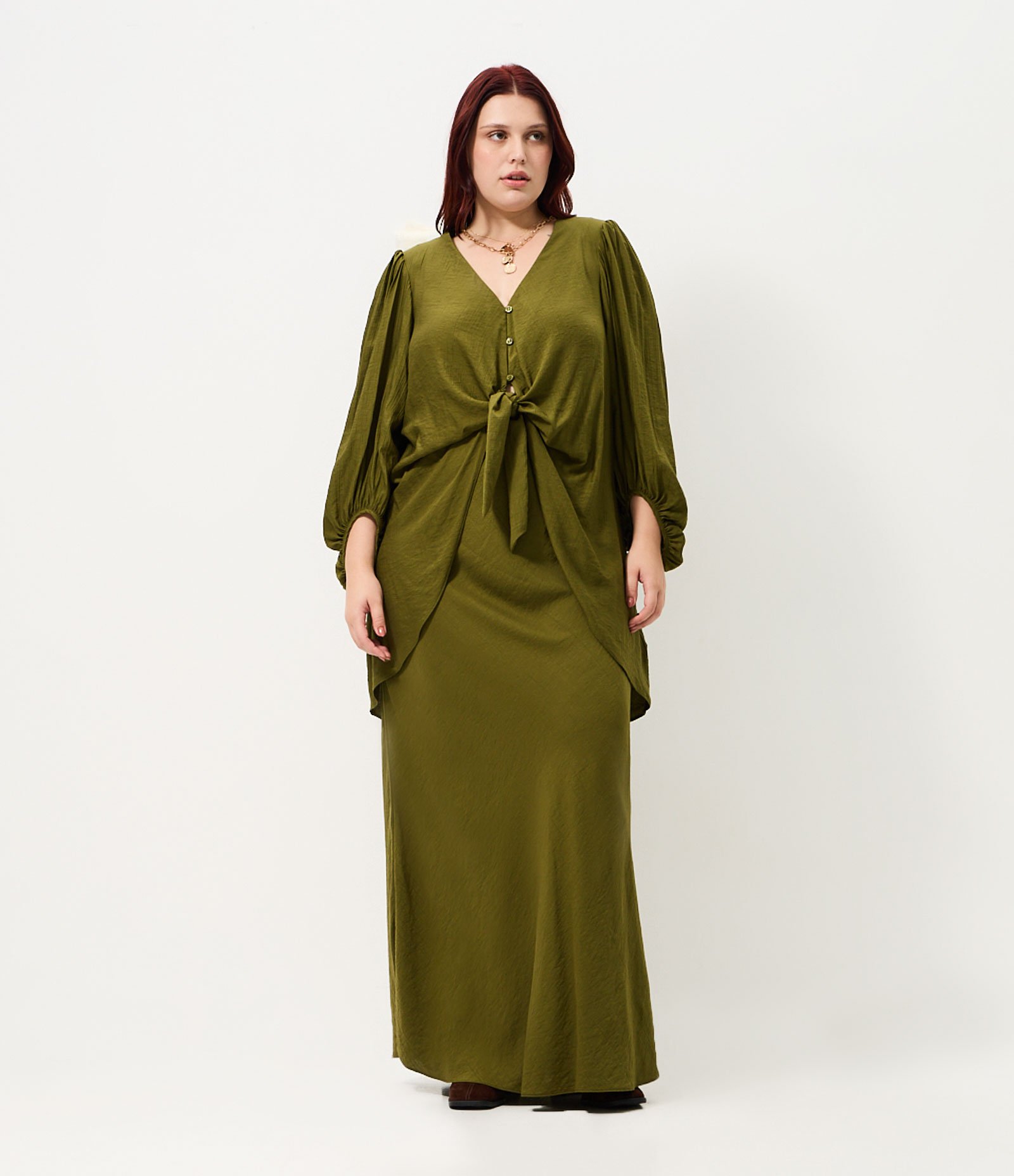 Blusa Mullet com Amarração Curve & Plus Size Verde 2