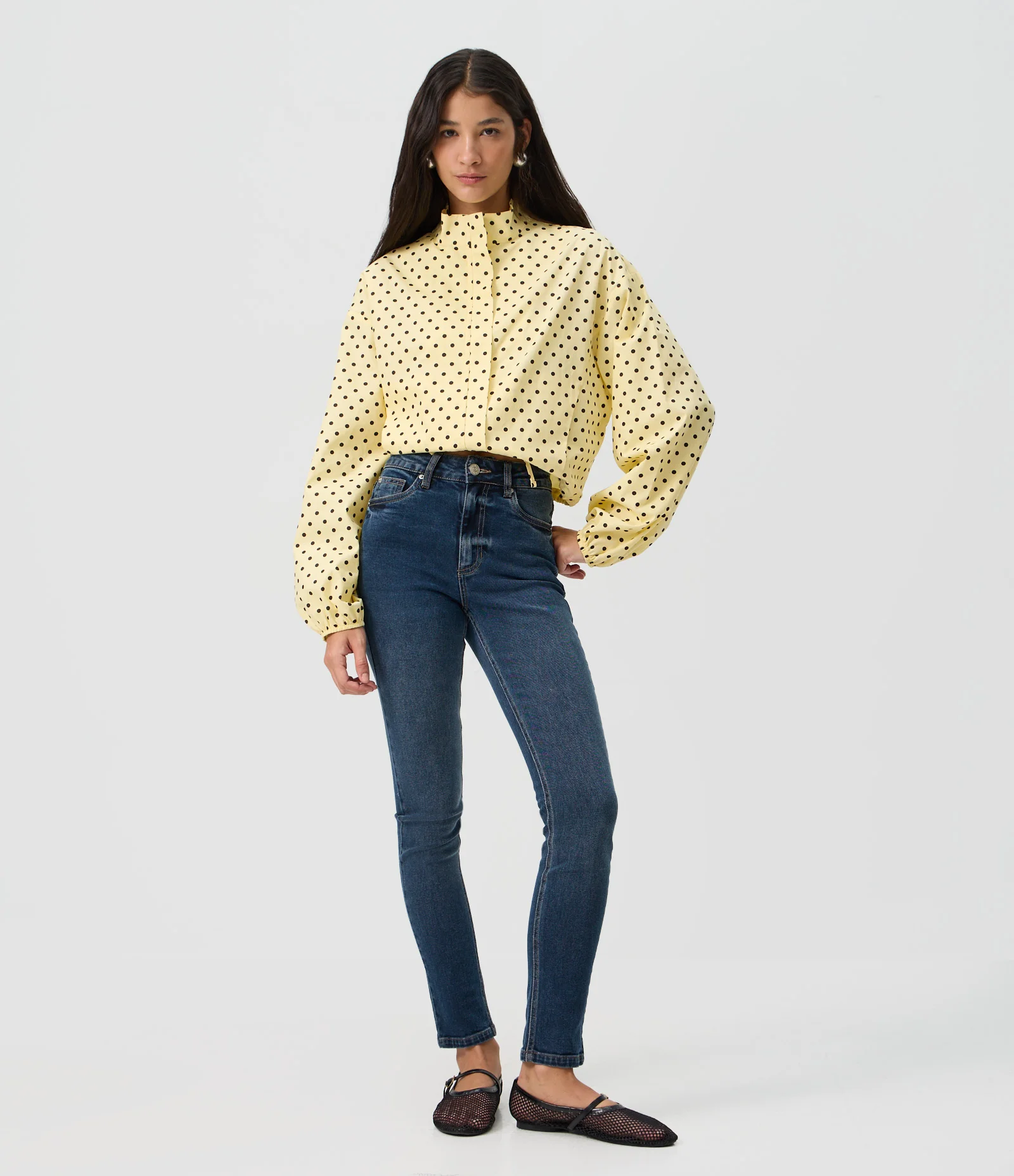 Calça Skinny em Jeans com Cintura Alta Azul Escuro 1