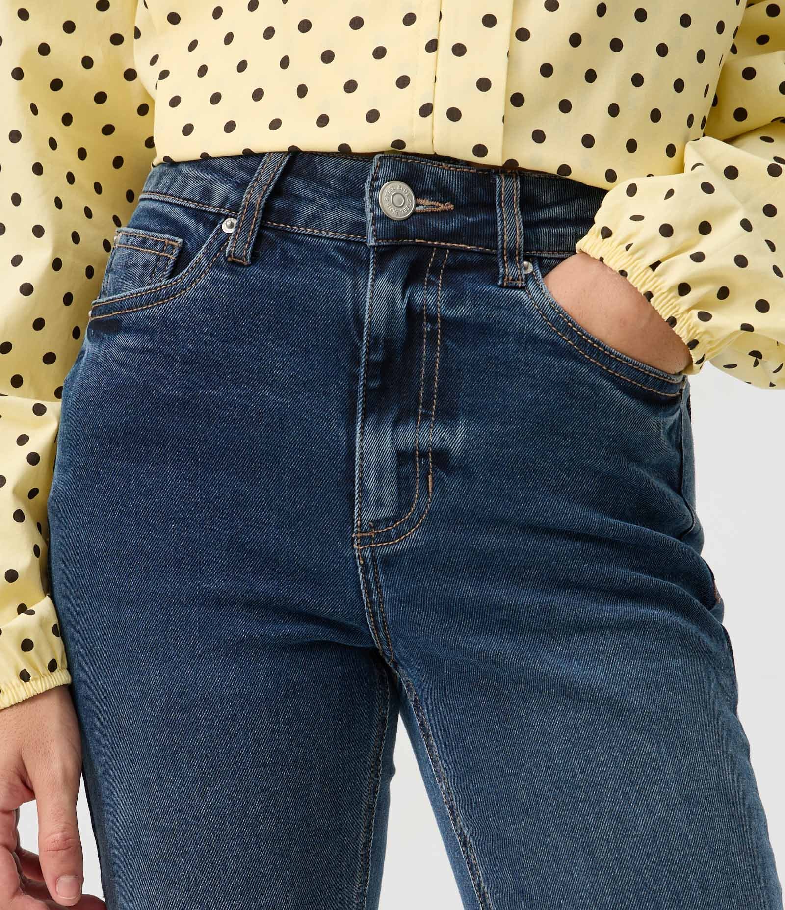 Calça Skinny em Jeans com Cintura Alta Azul Escuro 3