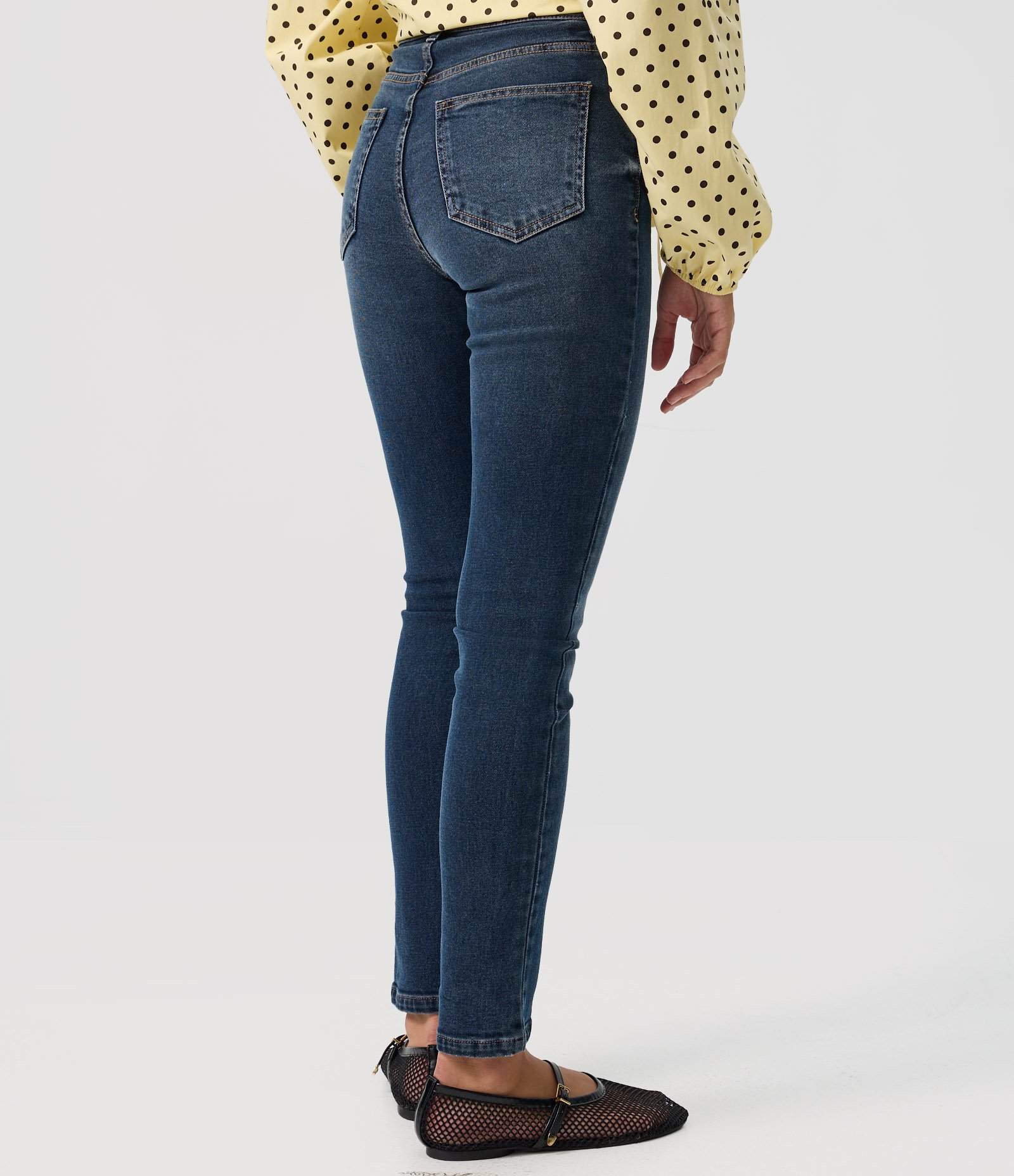 Calça Skinny em Jeans com Cintura Alta Azul Escuro 4