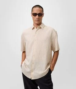 Camisa Relaxed em Viscolinho Listrada