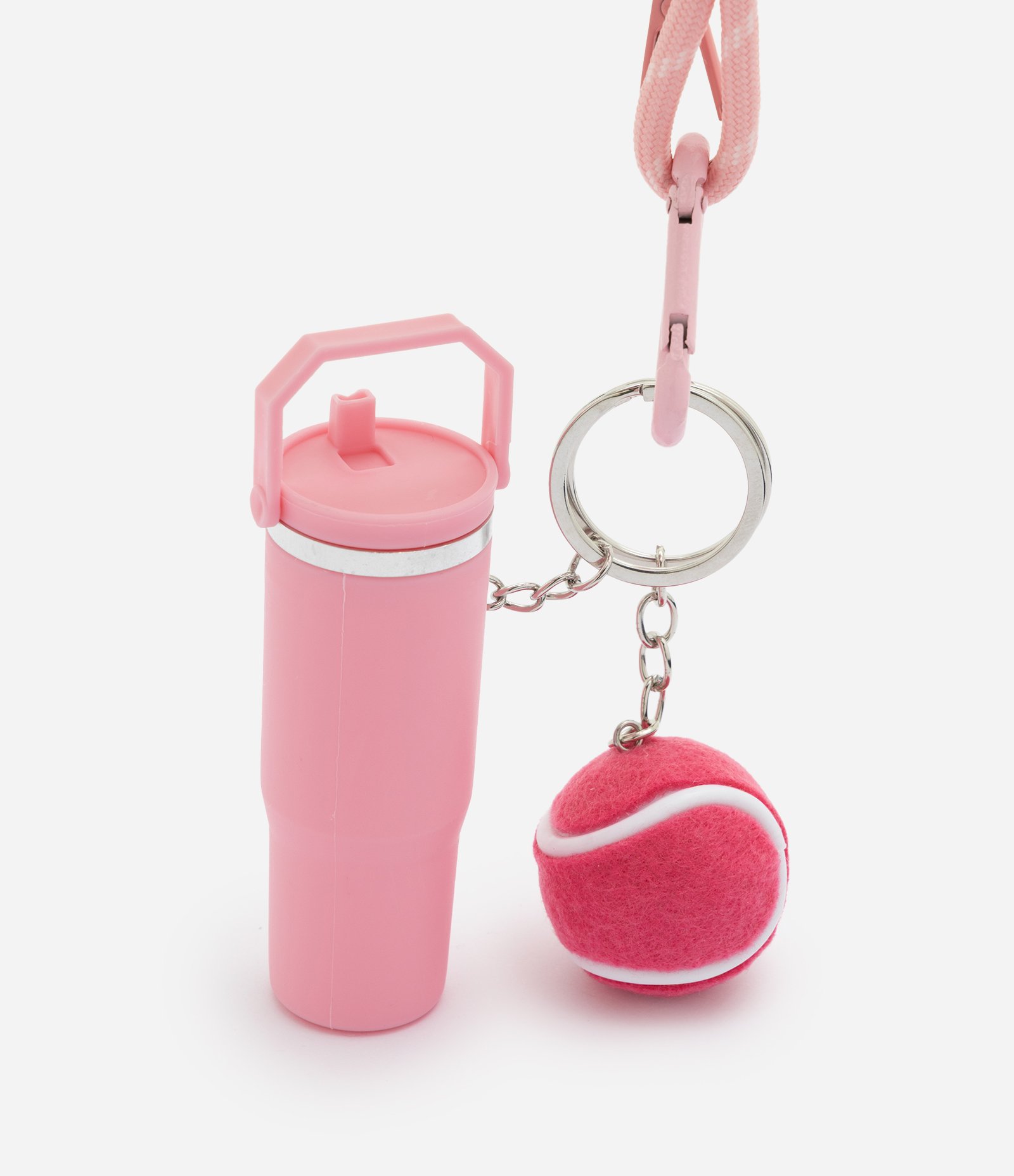 Chaveiro Infantil com Garrafinha e Bola de Tênis – Tam U Rosa 3