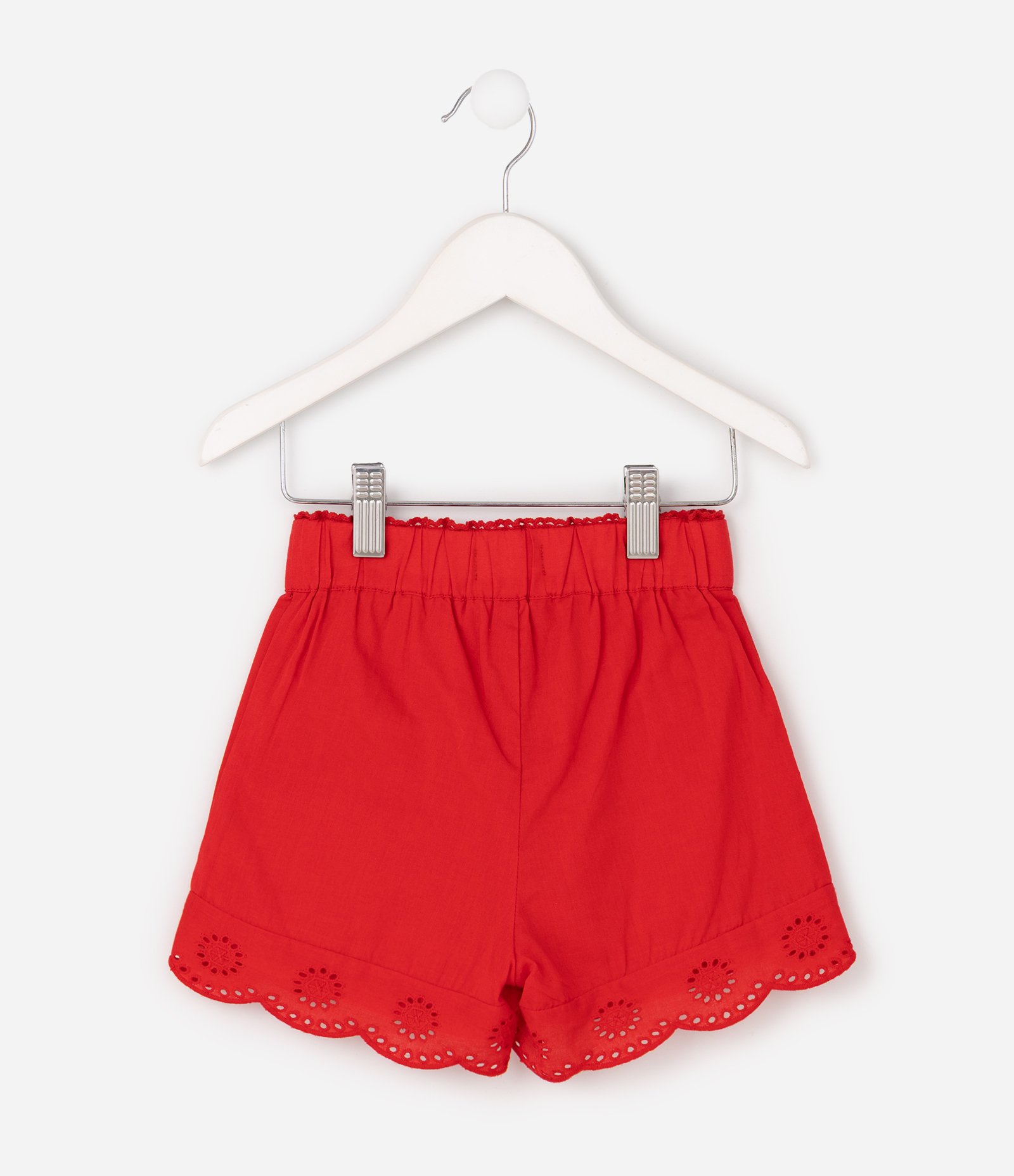 Short Infantil Poim com Bordado Inglês Tam 1 a 6 Anos Vermelho 3