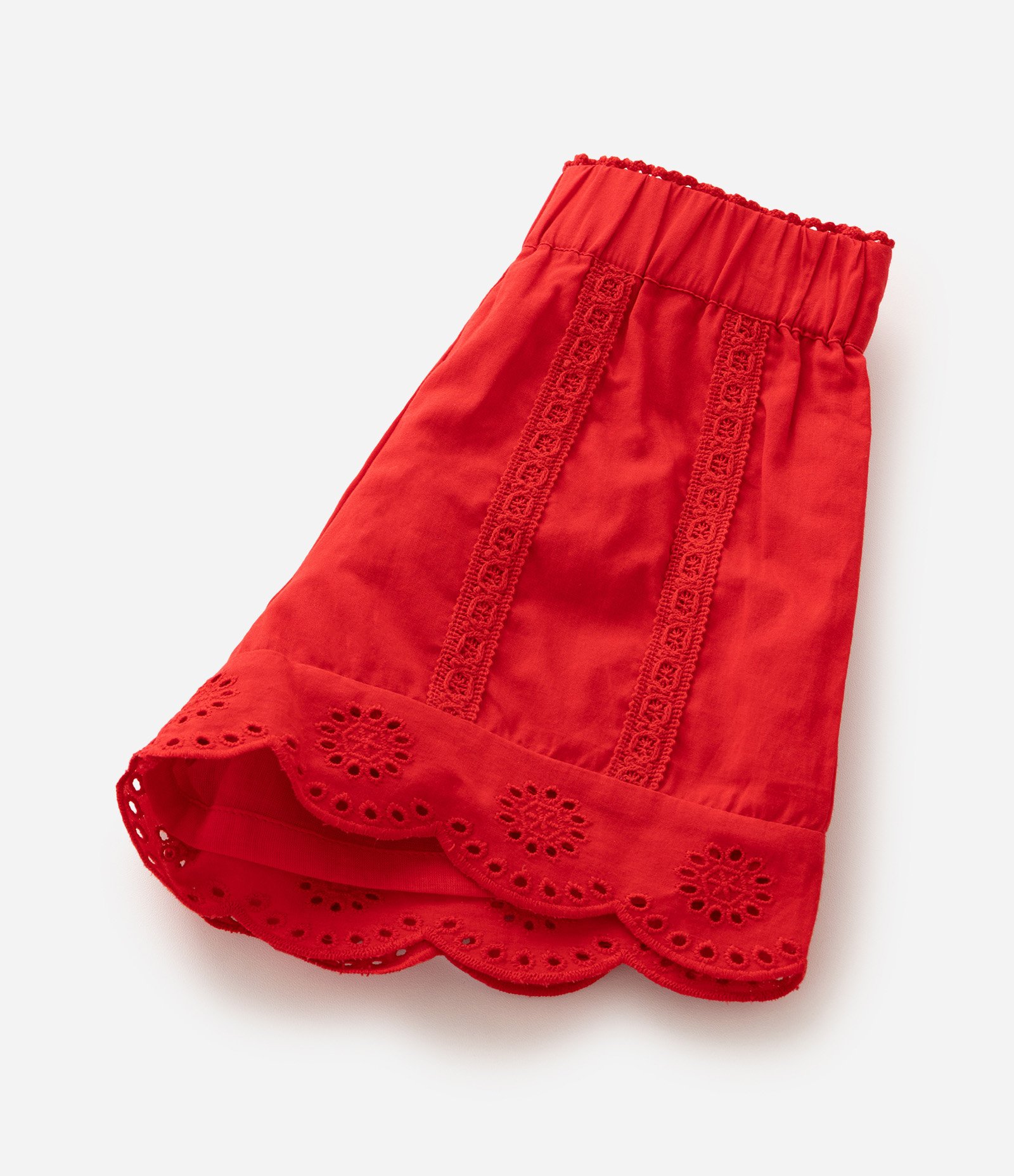 Short Infantil Poim com Bordado Inglês Tam 1 a 6 Anos Vermelho 5