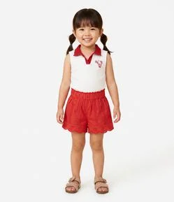 Short Infantil Poim com Bordado Inglês Tam 1 a 6 Anos