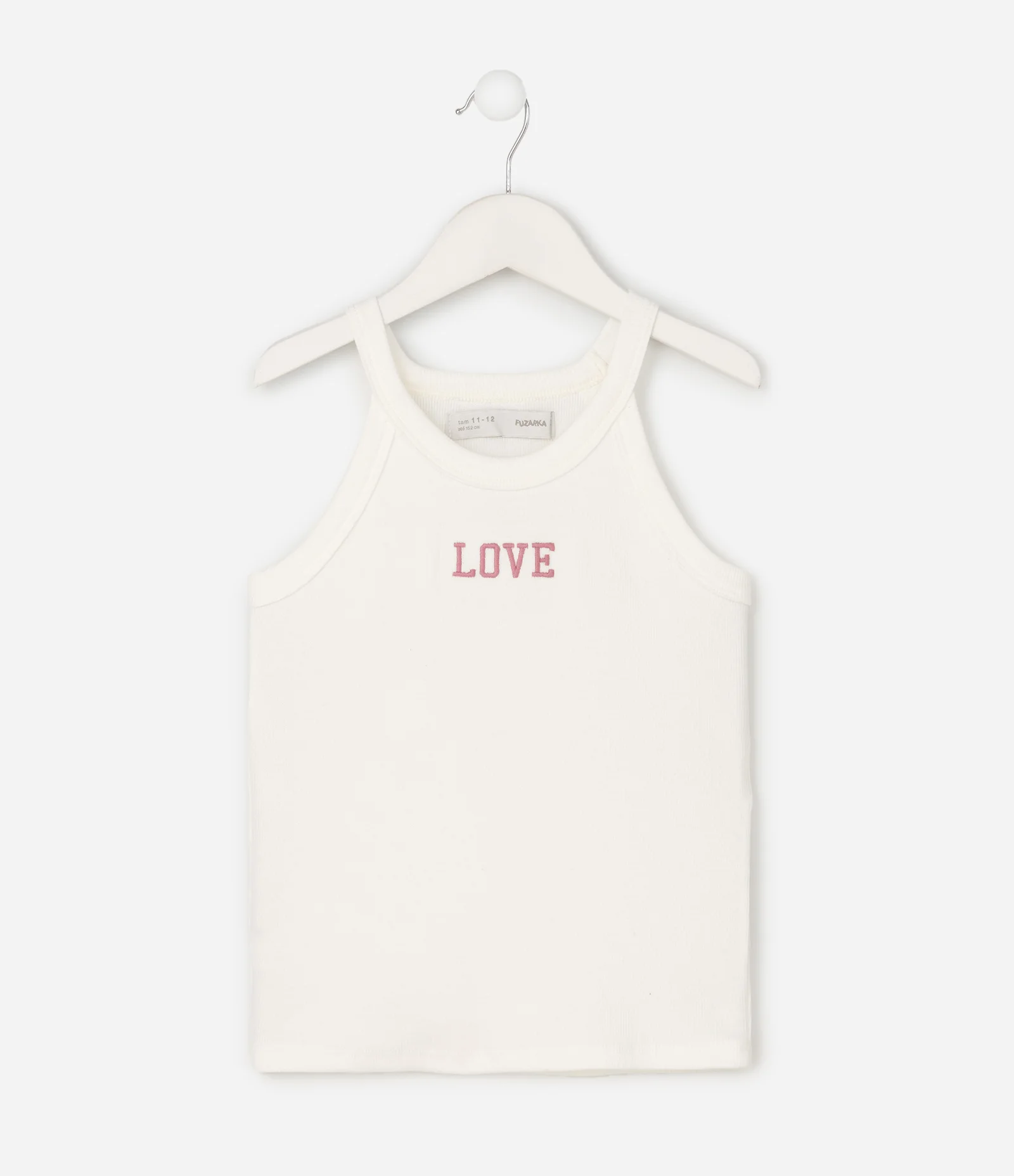 Regata Infantil Baby Tee com Bordado Love - Tam 5 a 16 Anos Bege 1