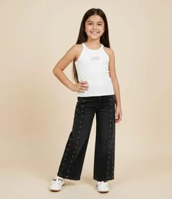 Regata Infantil Baby Tee com Bordado Love - Tam 5 a 16 Anos