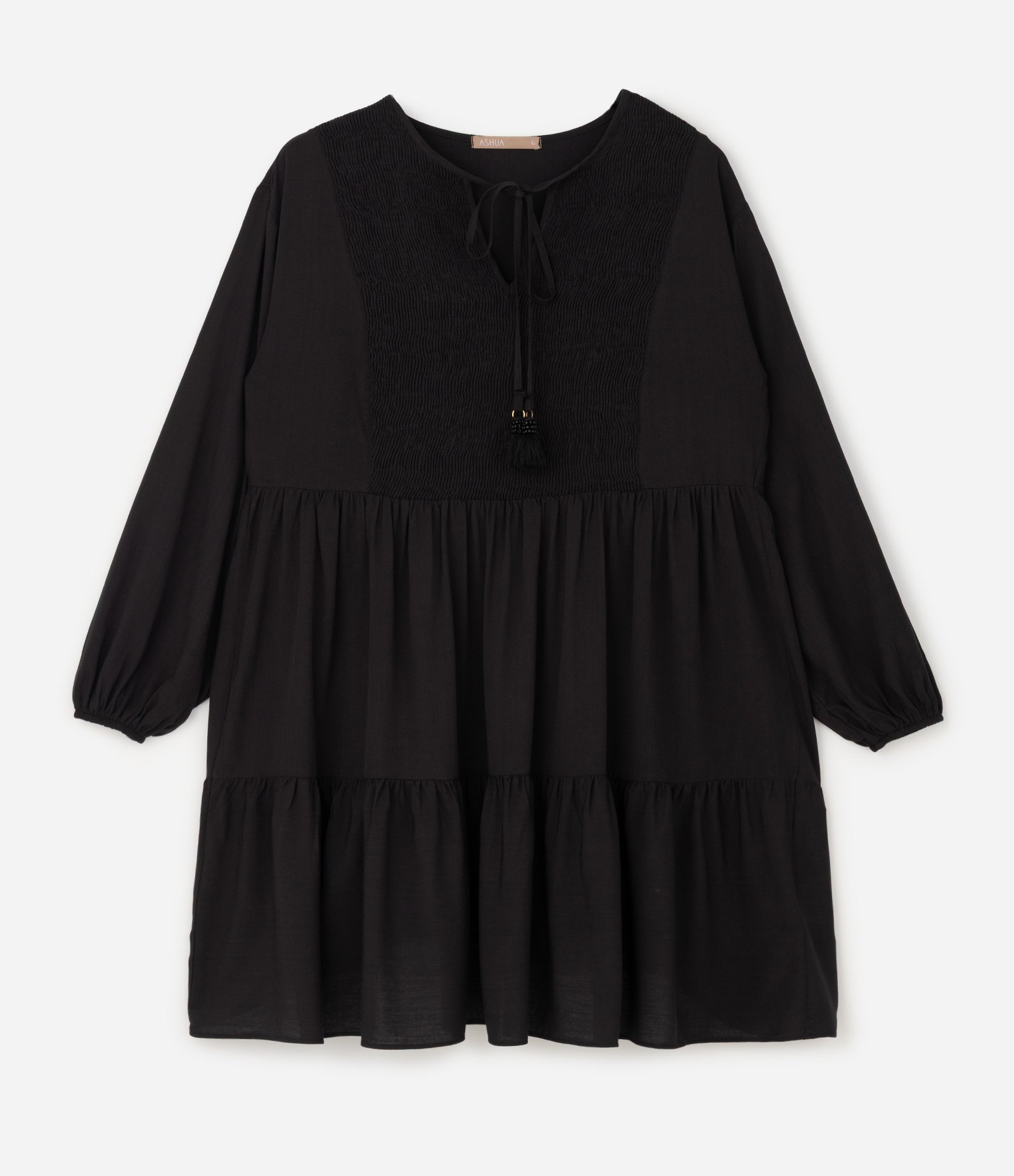 Vestido Curto com Textura Franzida Curve & Plus Size Preto 5