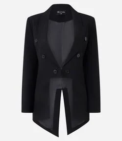 Blazer Fraque em Crepe com Barra Assimétrica