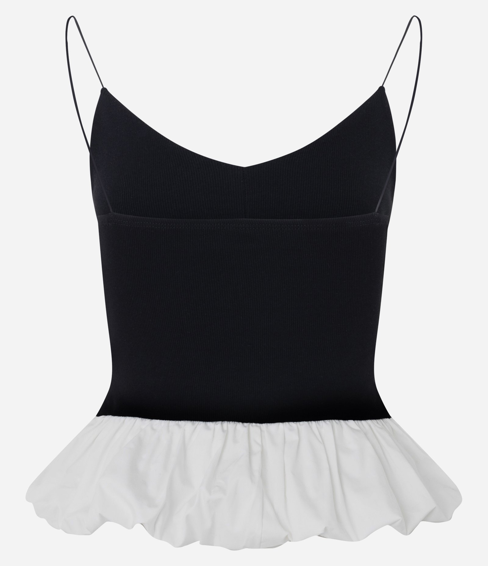 Blusa Balonê em Ribana com Decote em V e Recorte Frontal Preto 7