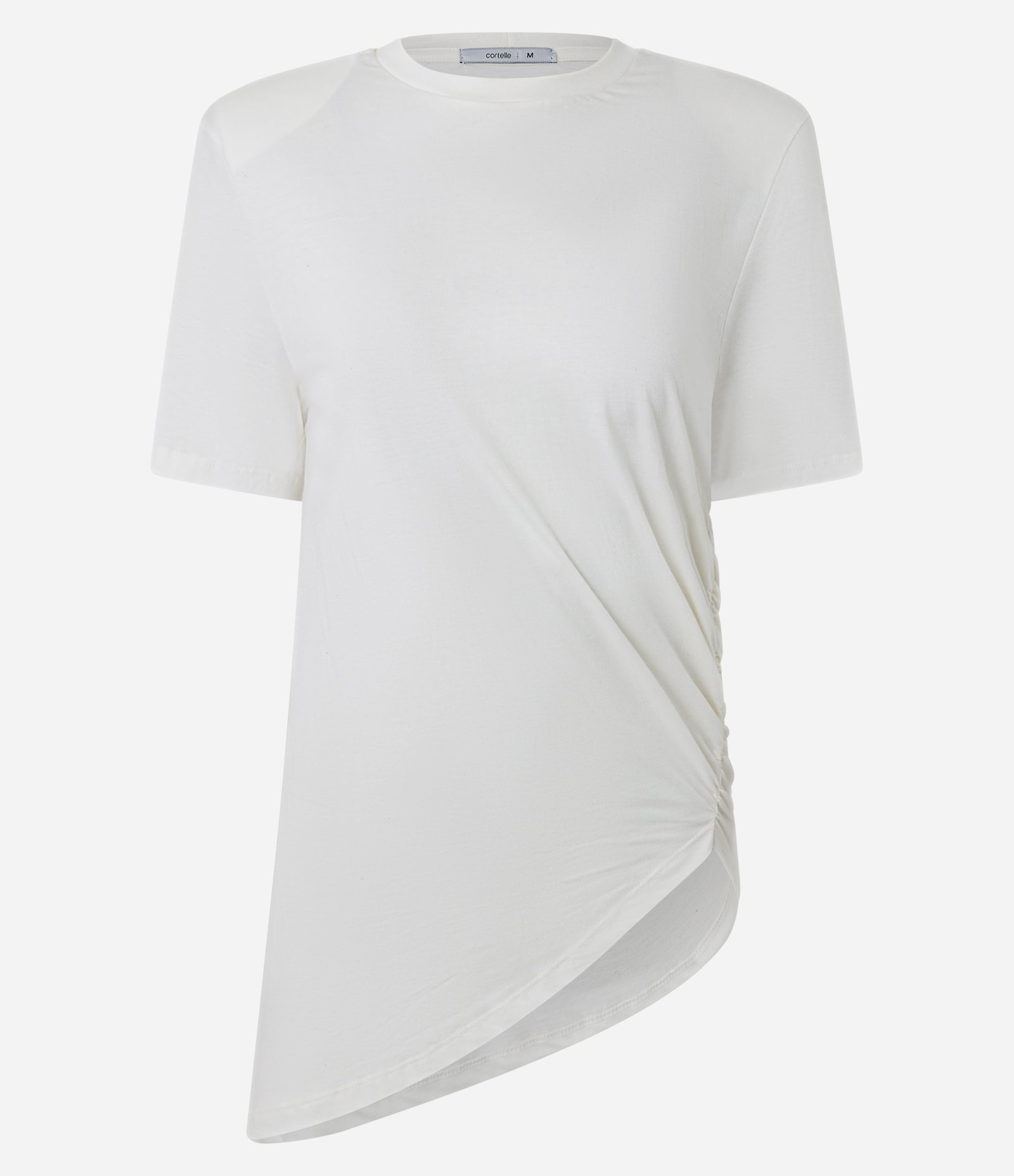 Blusa Drapeada com Ombreiras e Barra Assimétrica Branco 5
