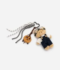 Chaveiro Ursinho Aviador e Pingentes Infantil - Tam U