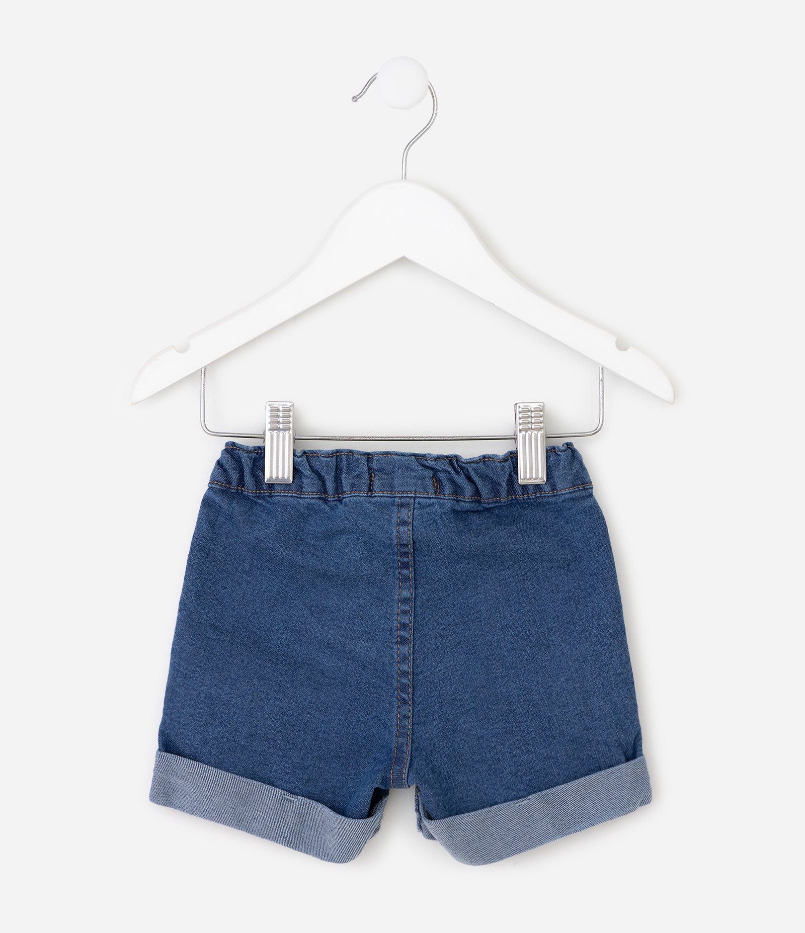 Bermuda Bebê em Jeans com Bordado de Cachorro na Barra – Tam 0 a 18 Meses Azul 3