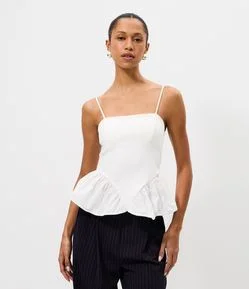 Blusa Peplum em Ponto Roma com Recortes e Alcinha