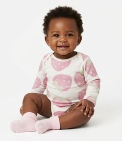 Body Bebê em Cotton com Estampa Morango - Tam 0 a 18 Meses