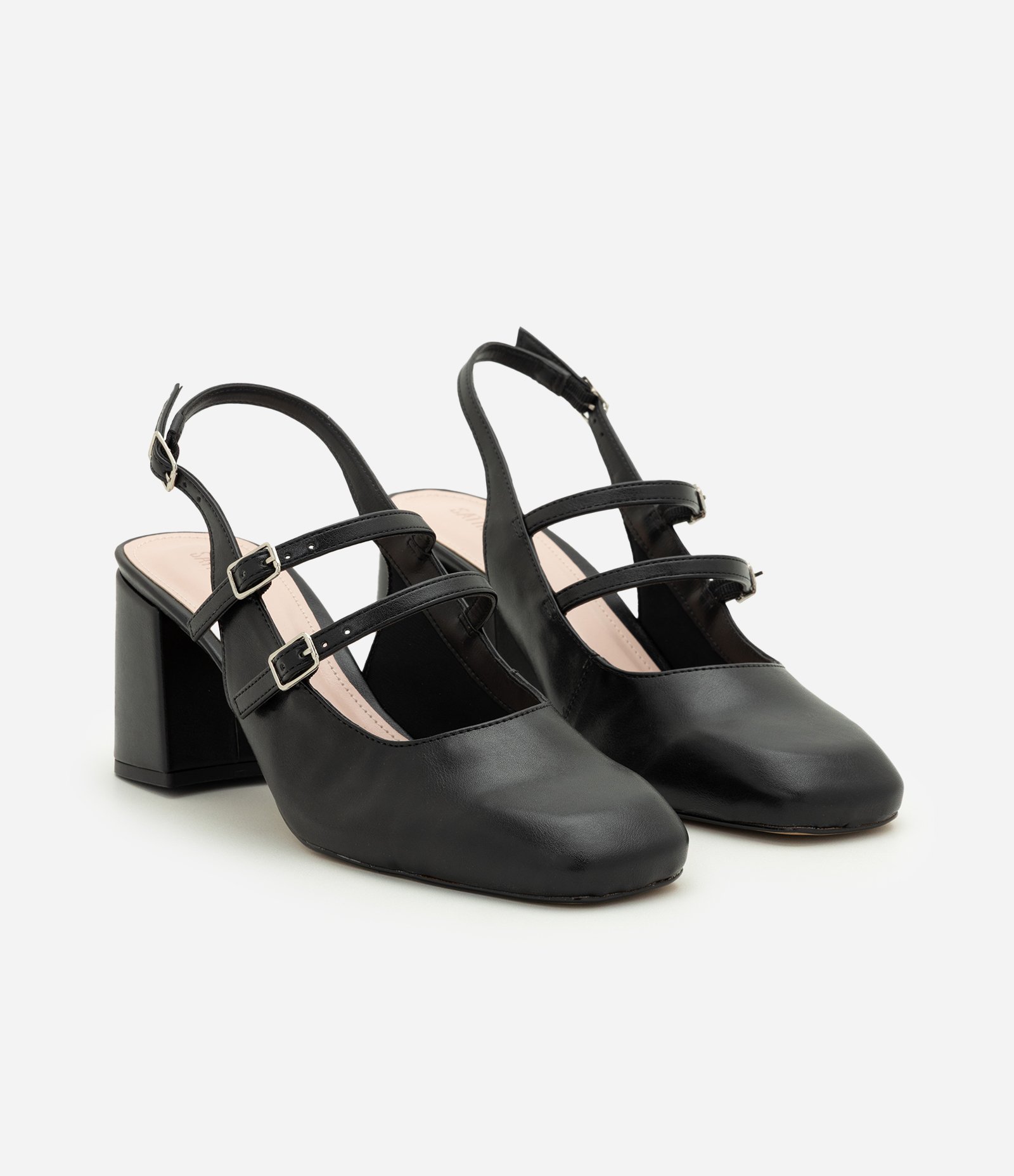 Sapato Boneca em PU com Salto Bloco Preto 3