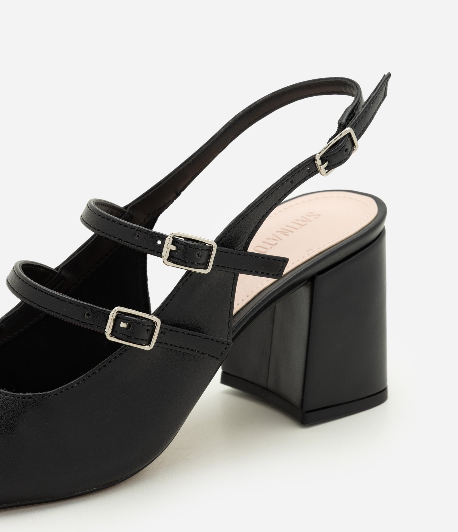 Sapato Boneca em PU com Salto Bloco Preto 6