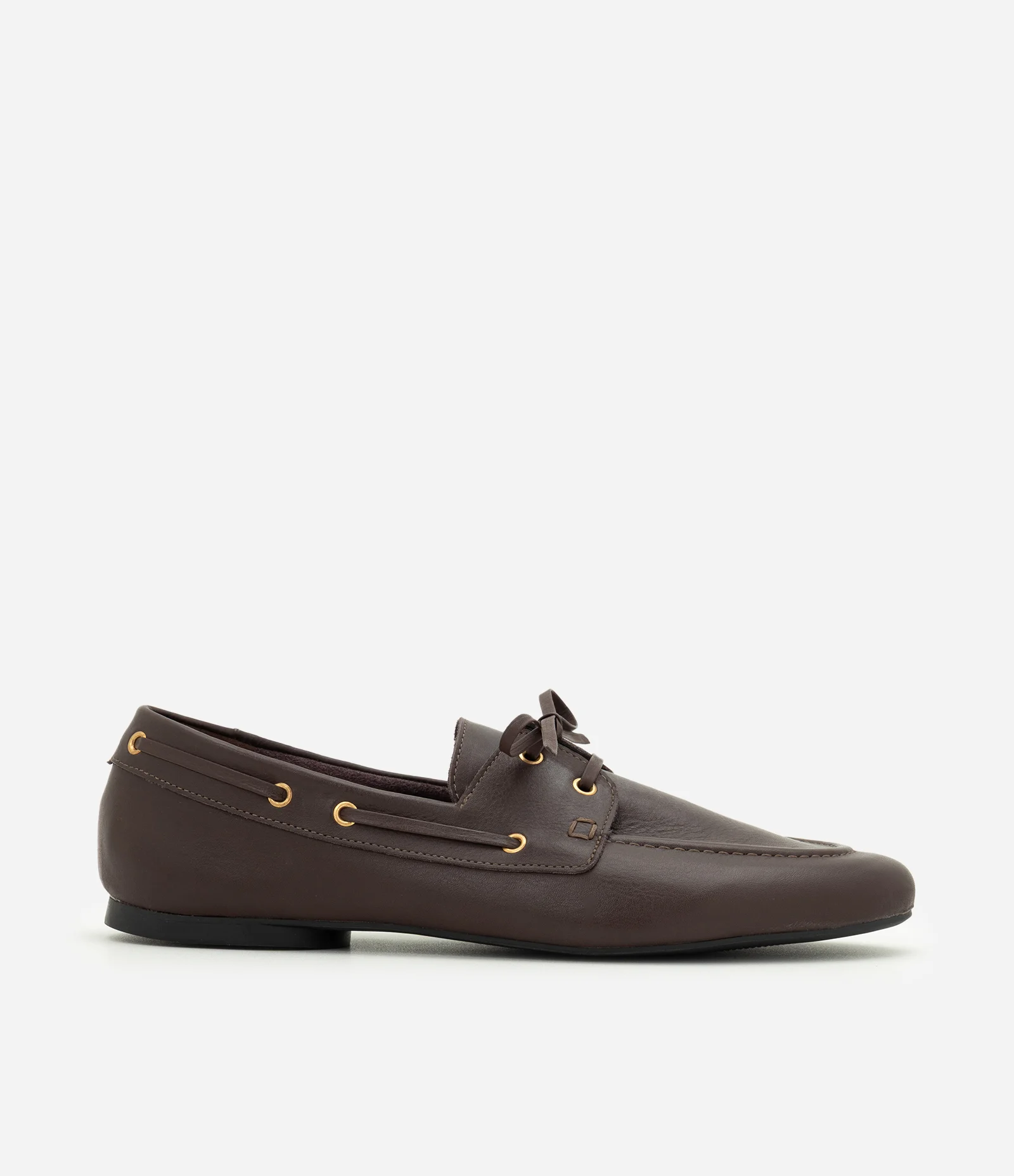 Mocassim Dockside em Couro com Amarração Frontal Marrom 1