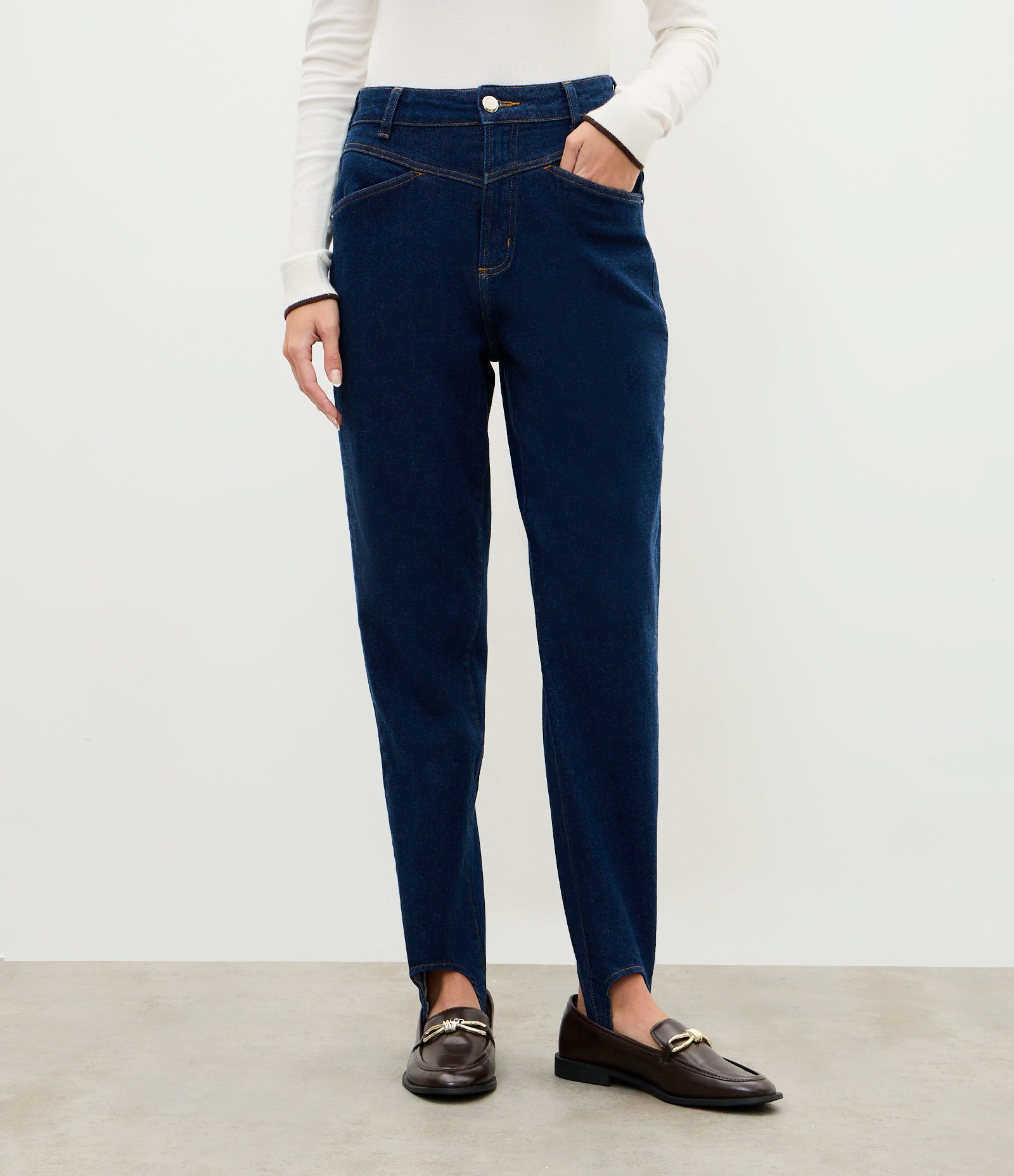 Calça Jeans Mom com Pezinho e Cintura Alta Azul Escuro 2