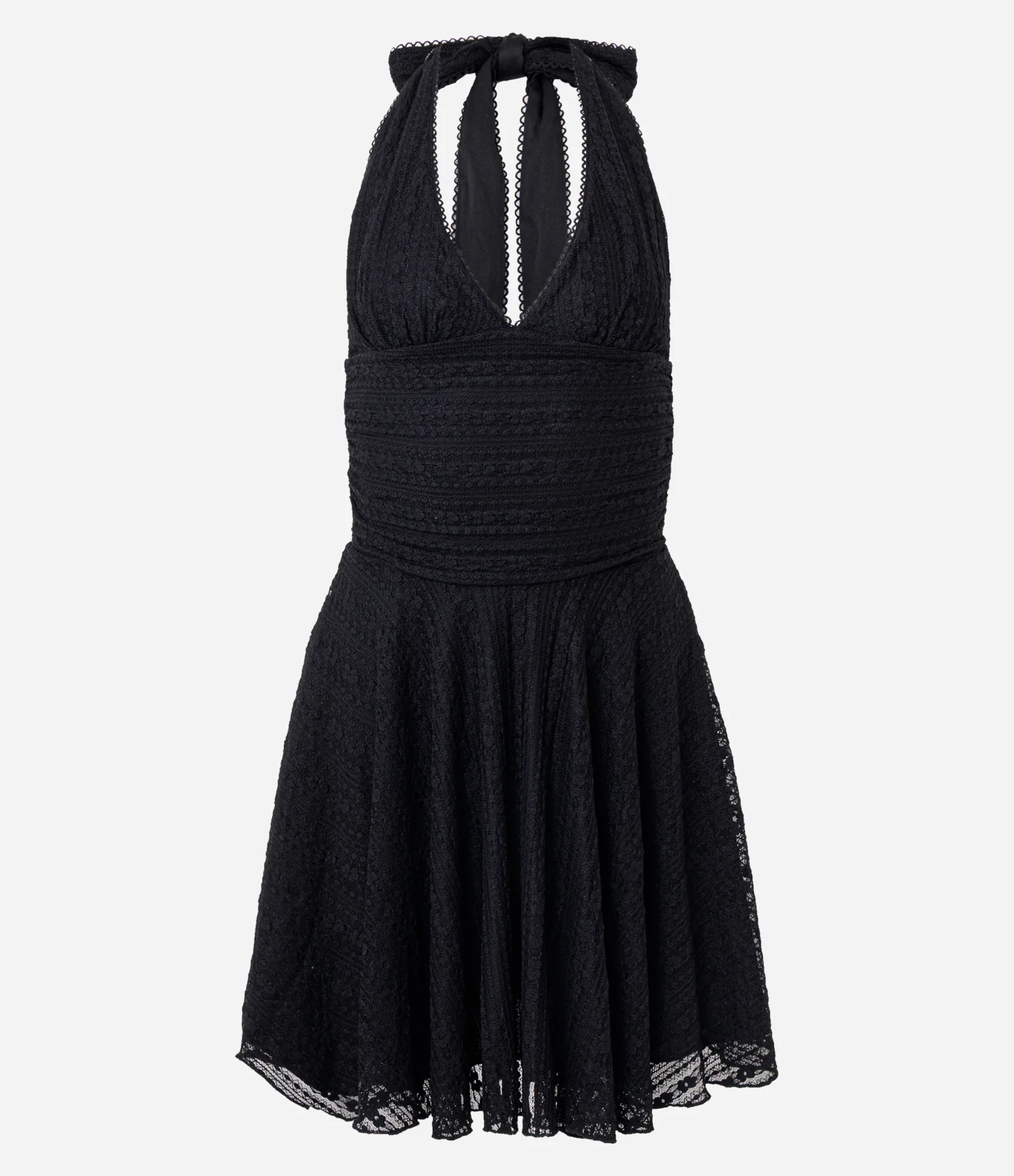 Vestido Midi Frente Única em Renda com Amarração Preto 5