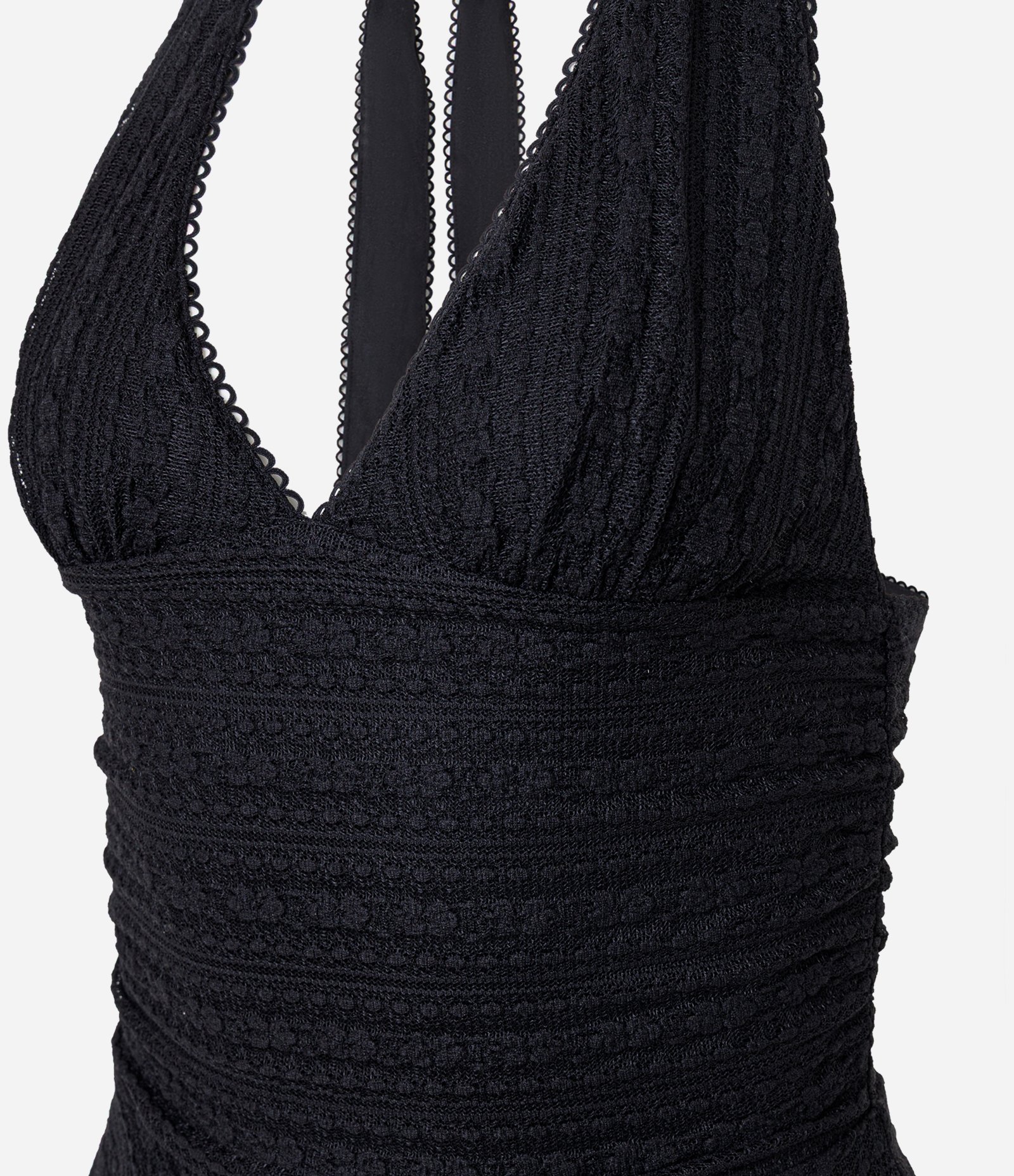 Vestido Midi Frente Única em Renda com Amarração Preto 6