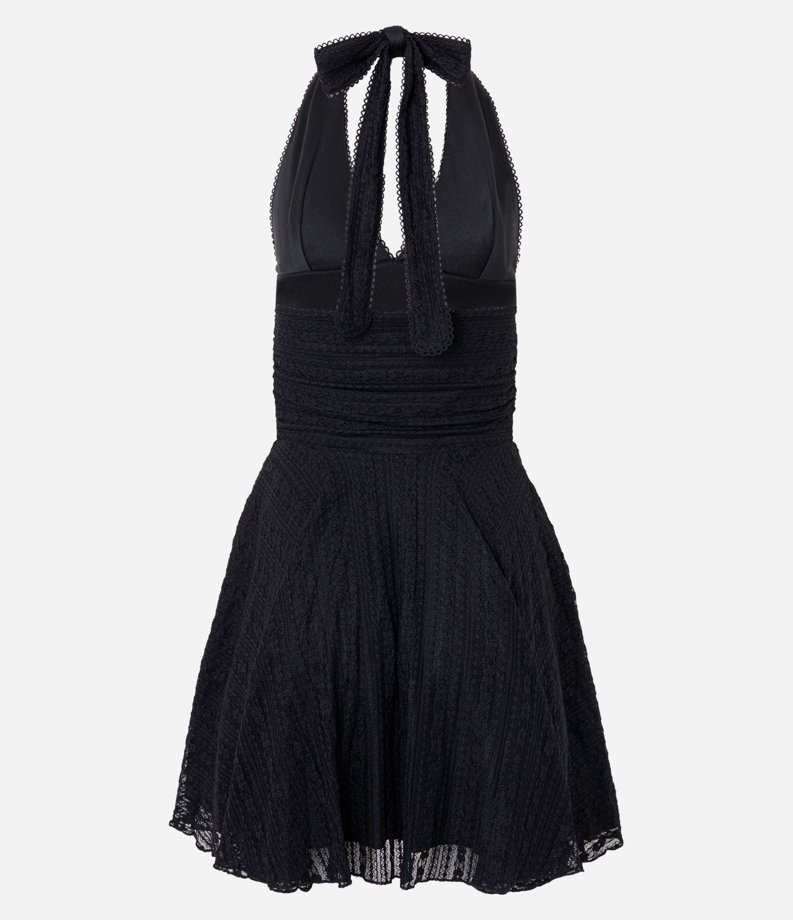 Vestido Midi Frente Única em Renda com Amarração Preto 7