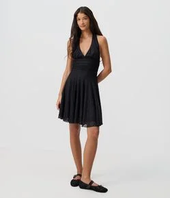 Vestido Midi Frente Única em Renda com Amarração