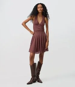 Vestido Midi Frente Única em Renda com Amarração