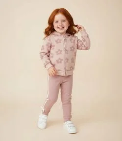 Casaco Comfort Infantil com Capuz e Estampa Floral – Tam 1 a 6 Anos