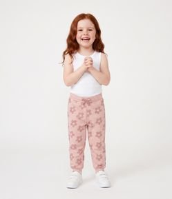 Calça Infantil Jogger em Moletom com Estampa Floral – Tam 1 a 6 Anos