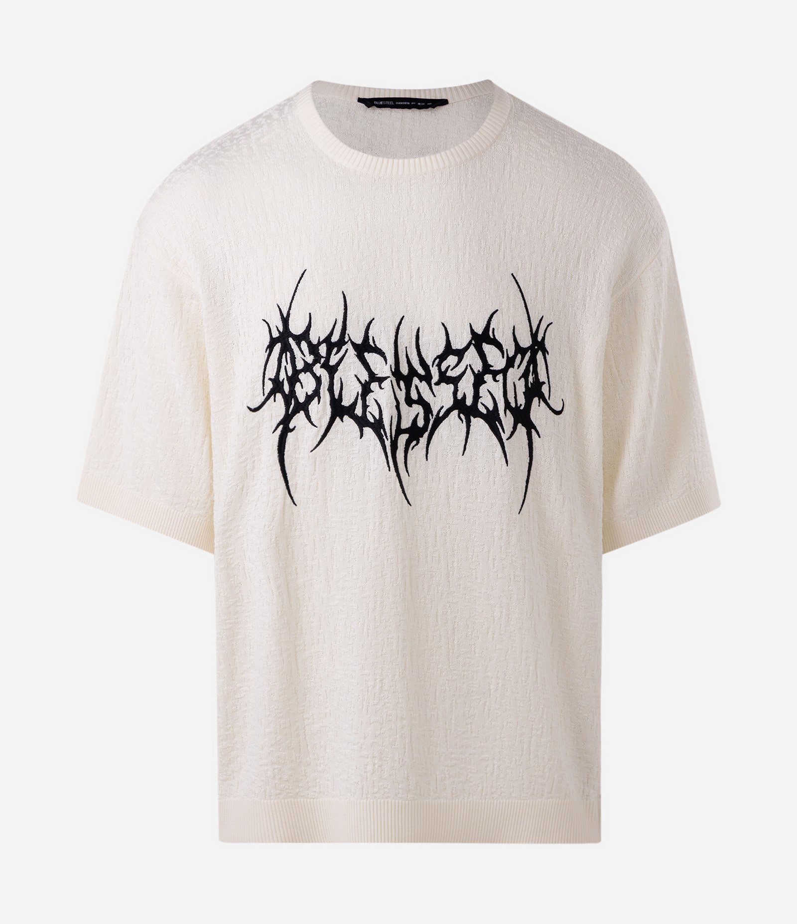 Camiseta em Tricô de Viscose com Bordado Tribal Branco 5