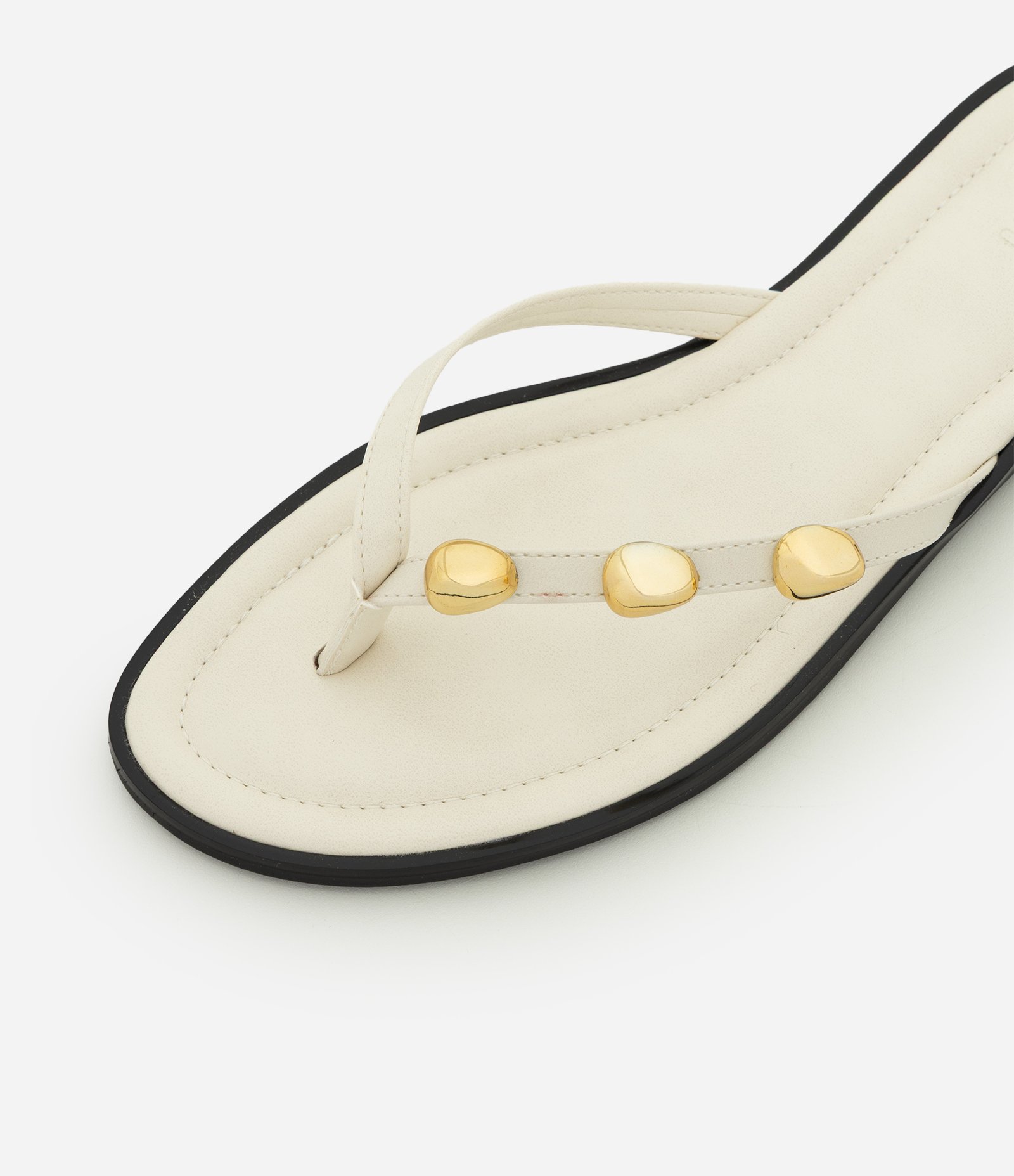 Rasteira Mule em PU com Enfeites na Tira Off White 4