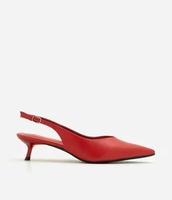 Sapato Scarpin Slingback em PU com Salto Kitten Heel