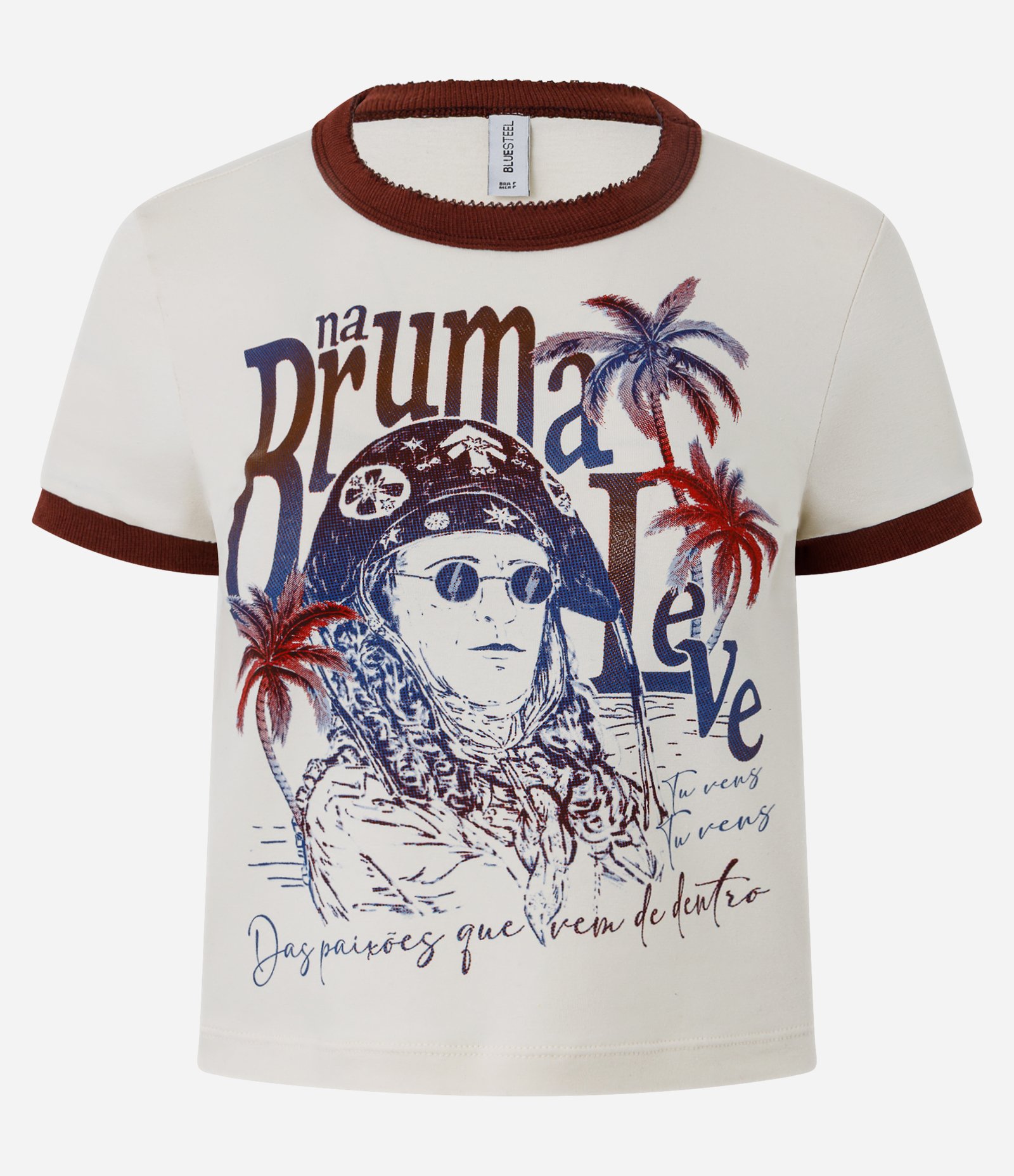 Camiseta Baby Tee em Algodão com Estampa Alceu Valença Off White 1