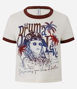Camiseta Baby Tee em Algodão com Estampa Alceu Valença