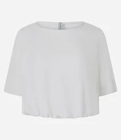 Blusa Cropped Balonê em Algodão