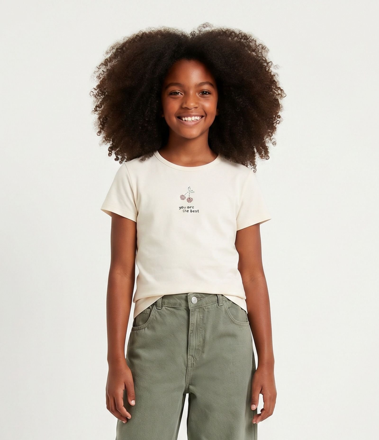Camiseta Infantil em Algodão com Estampa de Cerejinhas - Tam 5 A